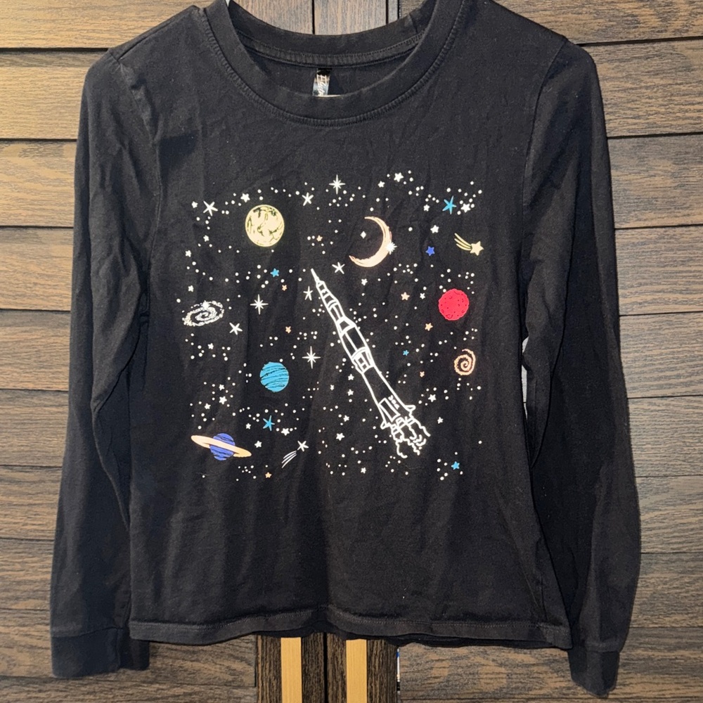 Girls Give me space  Cosmic Adventure Black Long Sleeve Tee